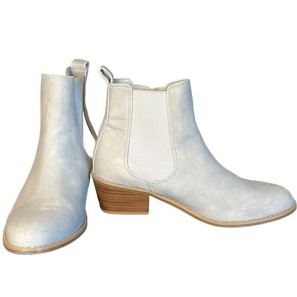 Roolee Silver Birch Chelsea Boot With Wood Block Heel Size 6.5 - Picture 1 of 9